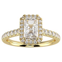 1ct Natural Diamond G-H Color SI Clarity Perfect Design Radiant Shape Halo Ring