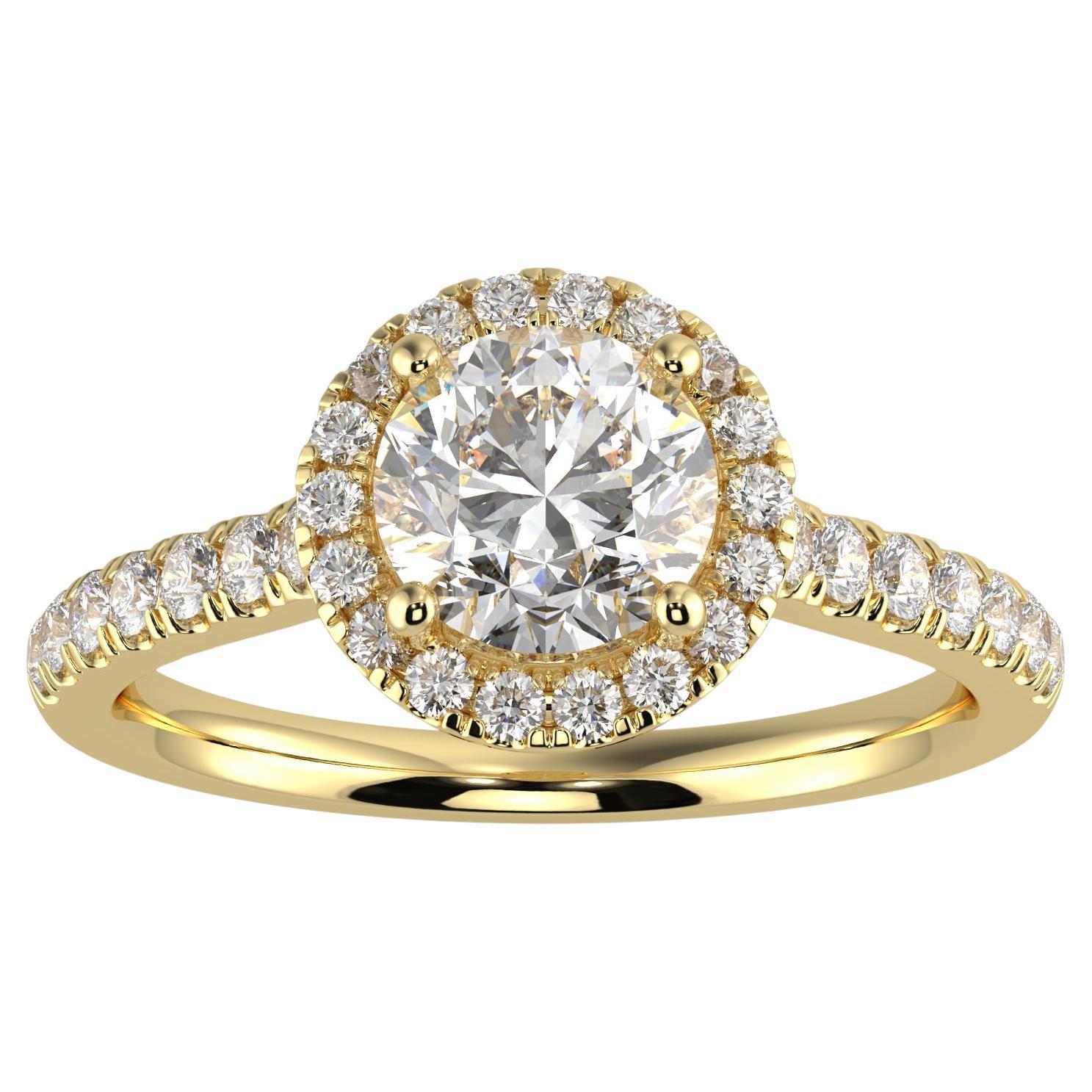 1ct Natural Diamond G-H Color SI Clarity Perfect Design Round Shape Halo Ring