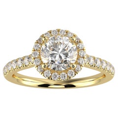 1ct Natural Diamond G-H Color SI Clarity Perfect Design Round Shape Halo Ring