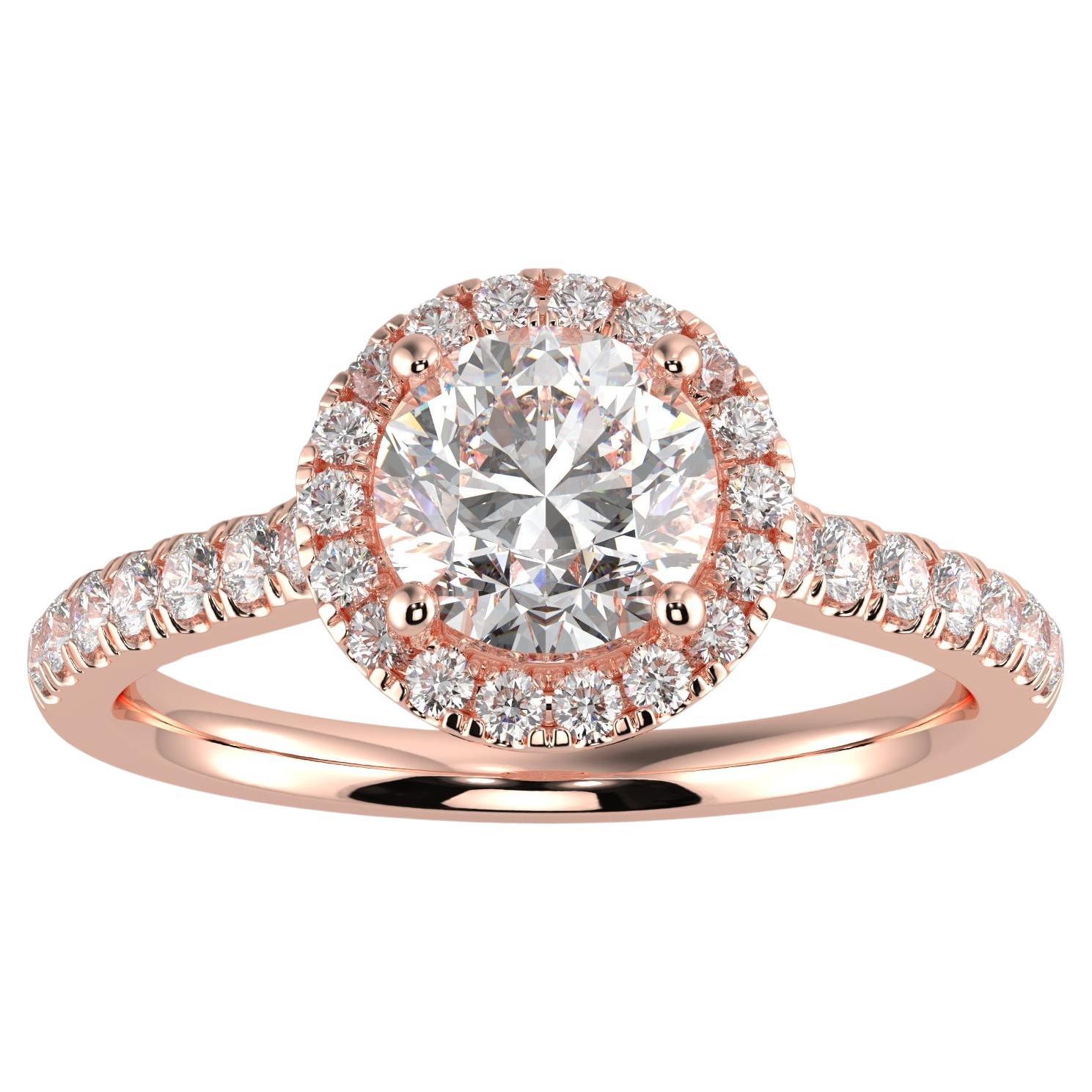 1 ct Diamante Natural Color G-H Claridad SI Diseño Perfecto Forma Redonda Halo  Anillo