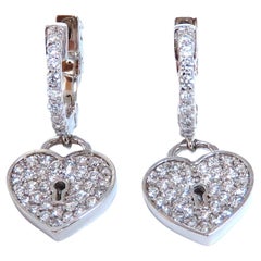 1ct Natural Diamond Heart Key Earrings 14kt*