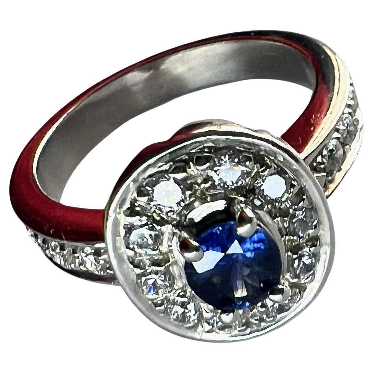 1ct Natural Oval Blue Sapphire Engagement Ring For Sale