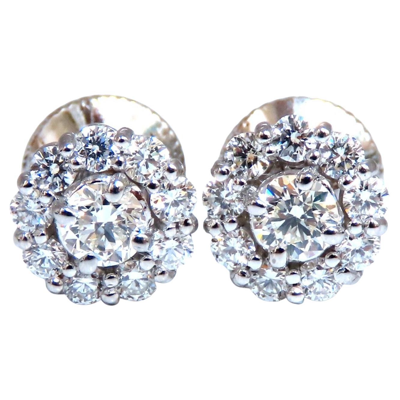 Pendientes de racimo de diamantes redondos naturales de 1 ct. 14 quilates