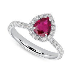 1ct Natural Ruby 18k White Gold Ring