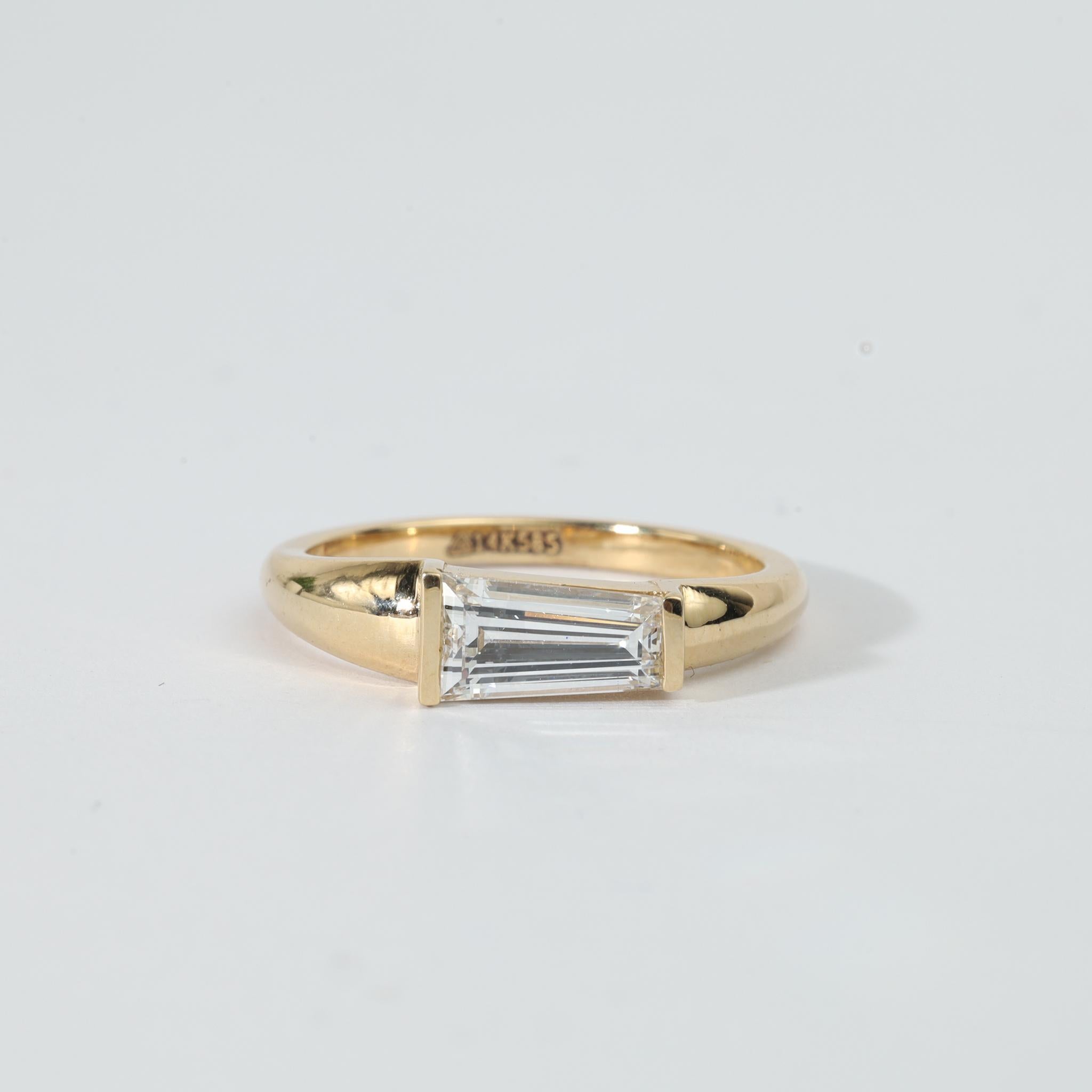 1ct natürlichen konischen Baguette Diamant Solitär Band in 18K Gelbgold - Unisex im Angebot 1