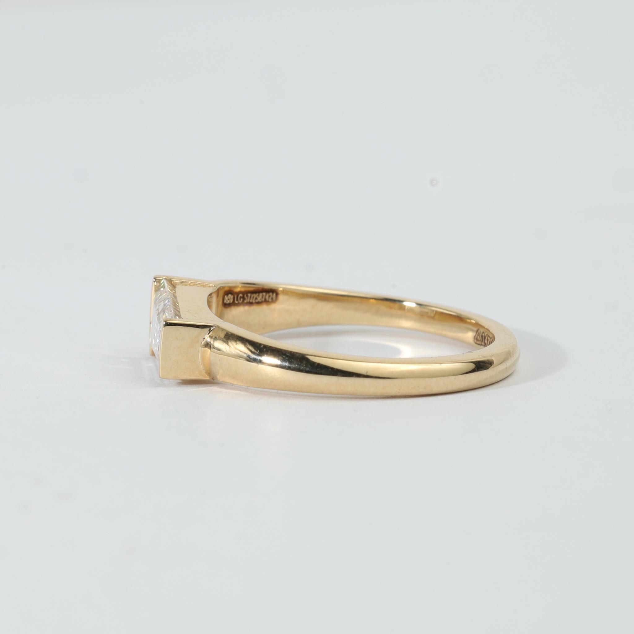 1ct natürlichen konischen Baguette Diamant Solitär Band in 18K Gelbgold - Unisex im Angebot 3