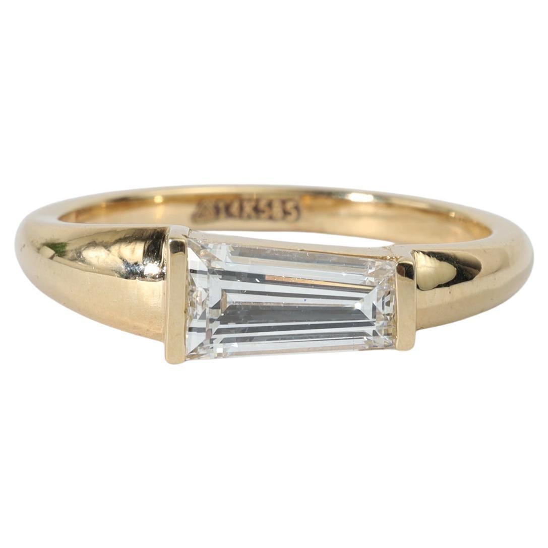 1ct natürlichen konischen Baguette Diamant Solitär Band in 18K Gelbgold - Unisex im Angebot