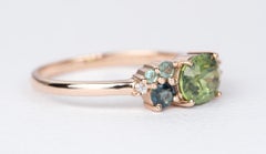 1ct Nigerian Sapphire Diamond Cluster Ring 14K Rose Gold Mermaid Color AD1495-15