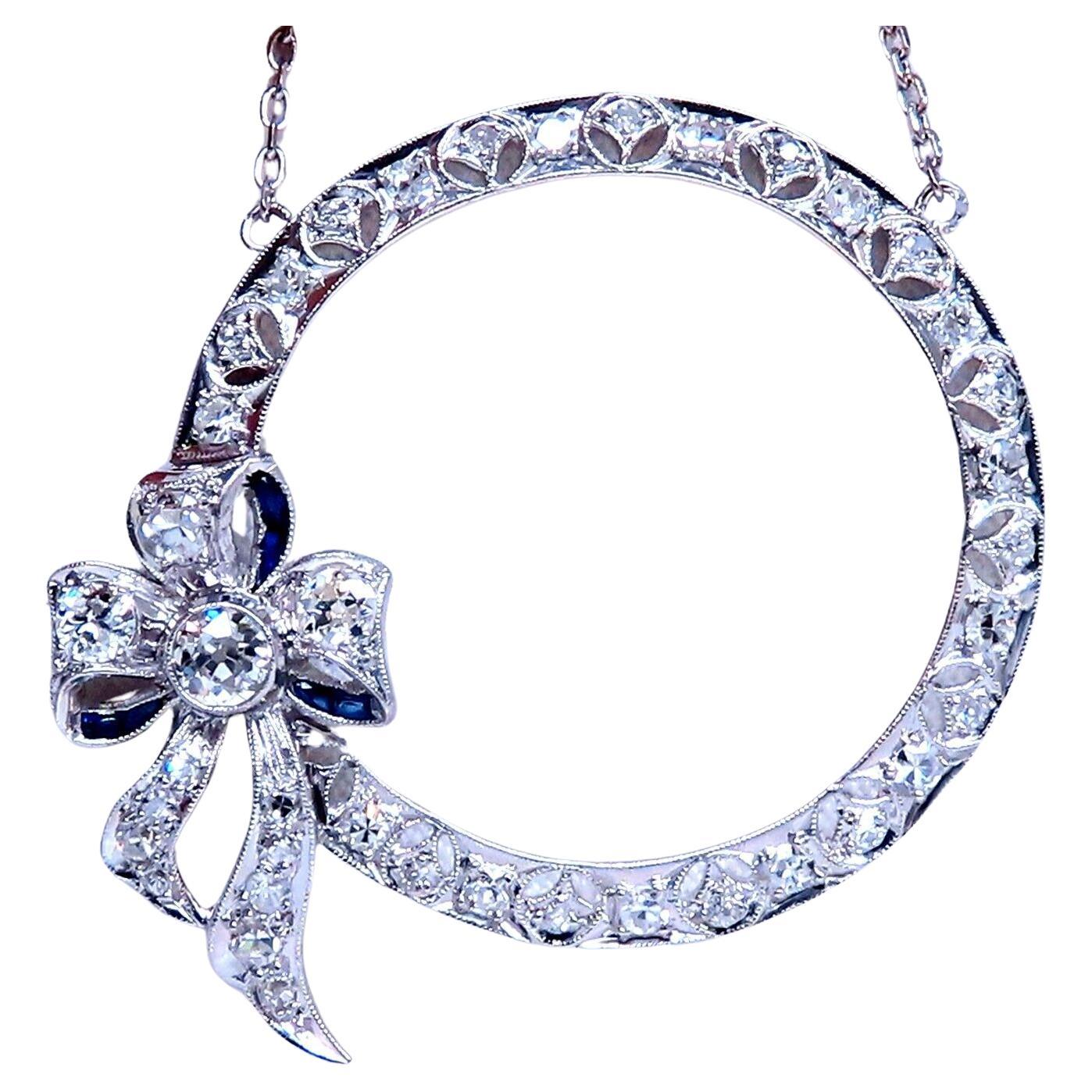 1ct Open Circle Natural diamonds necklace 14 karat Gold Vintage Revisit For Sale