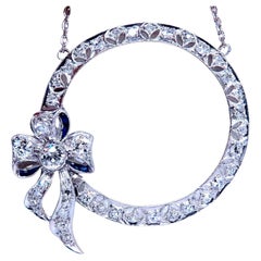1ct Open Circle Natural diamonds necklace 14 karat Gold Vintage Revisit*