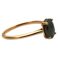 1 Karat Ovaler Diamantring Verlobungsring Schwarzer Diamantring 14KT Roségold