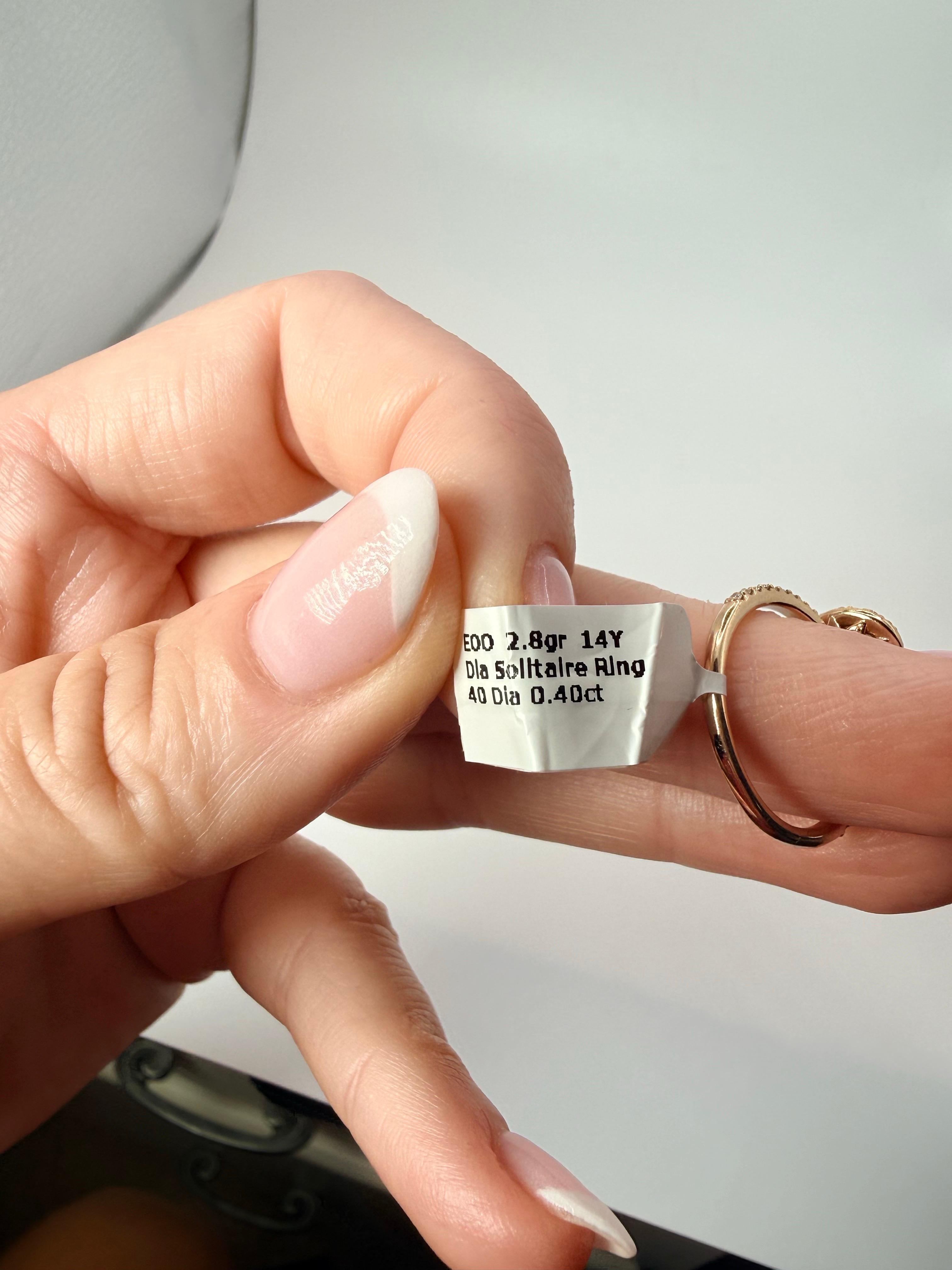 Bague de fiançailles ovale 1ct or jaune 14Kt en vente 3