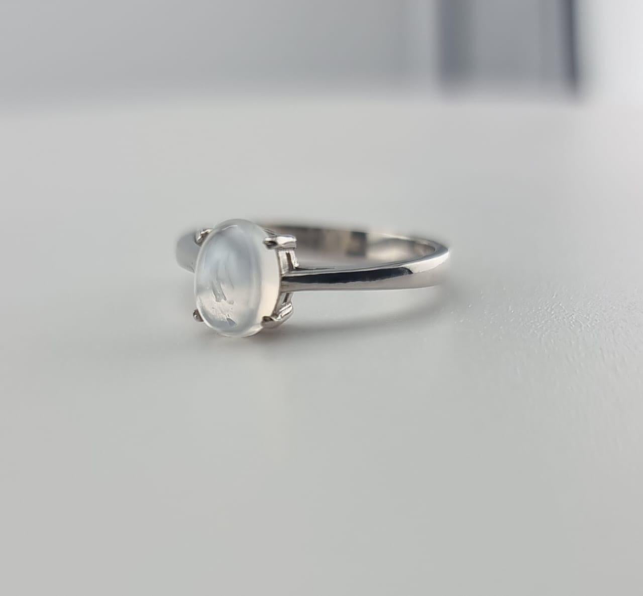 Anello con pietra di luna ovale 1ct in vendita 1