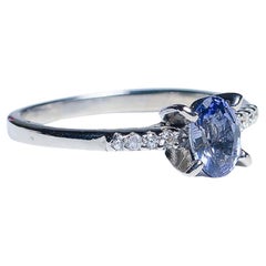 1 Karat ovaler natürlicher blauer Saphir Ring