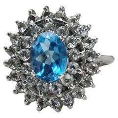 1ct Oval Natural Blue Topaz Cocktail Ring