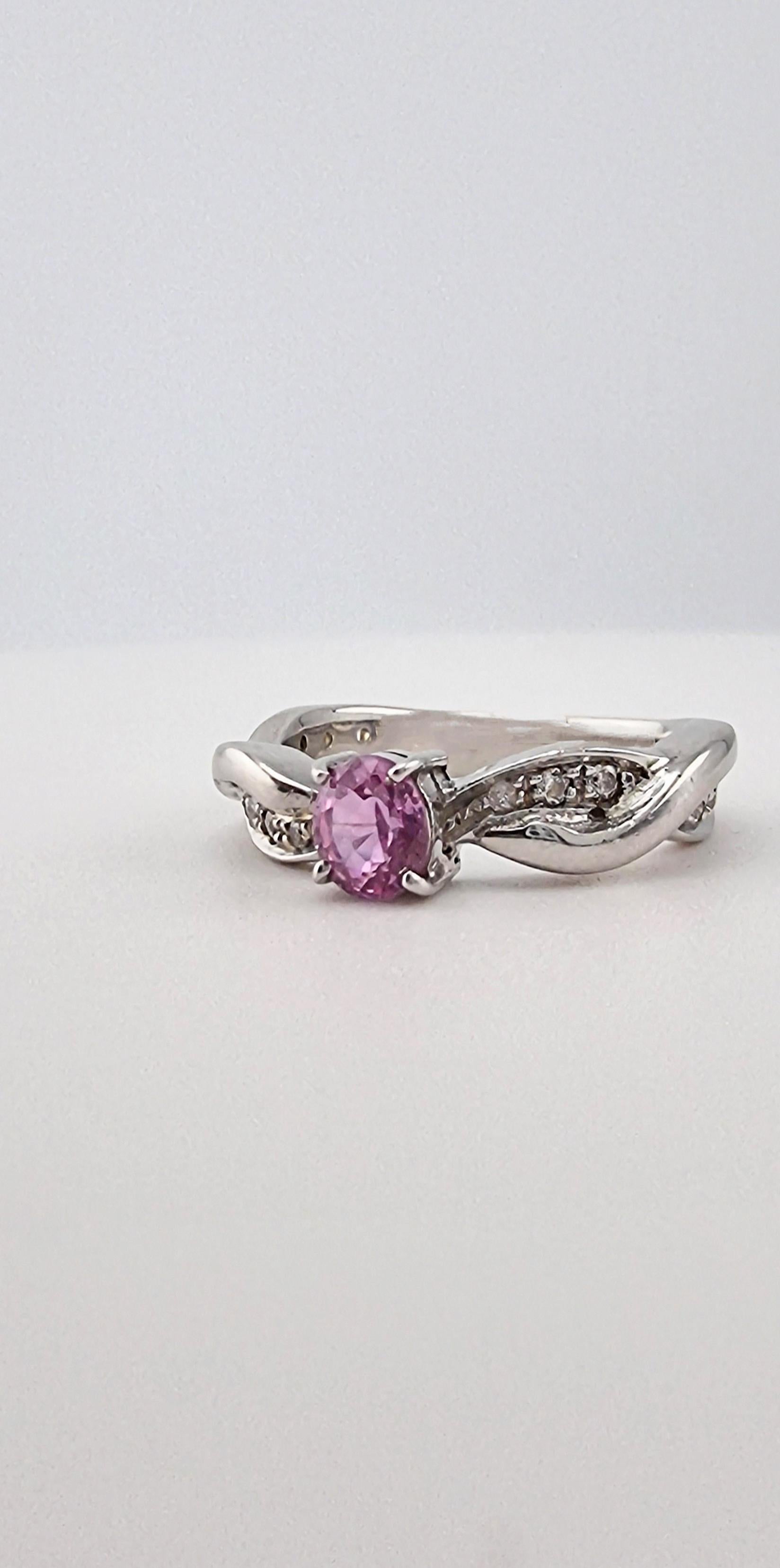 1ct Oval Natural Origin Pink Sapphire Ring For Sale 2
