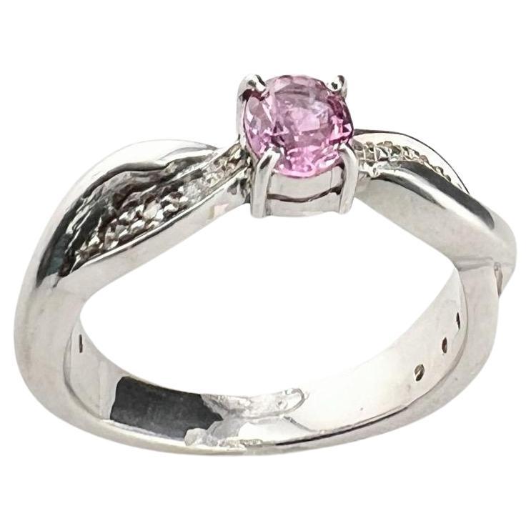 Romantique Bague d'origine naturelle en saphir rose ovale 1 carat en vente