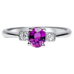 Anillo de zafiro rosa natural ovalado de 1 ct