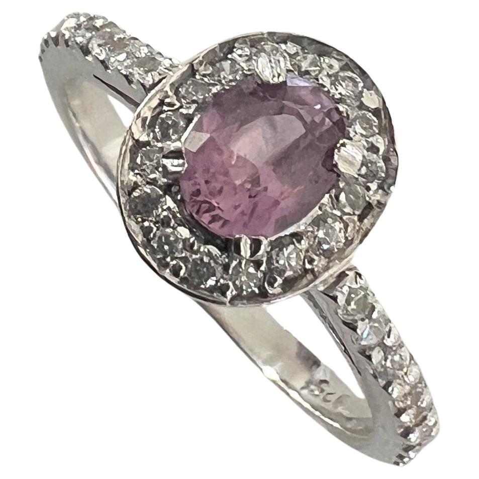 EGL Certified 1ct Oval Pink Sapphire Ring For Sale 1