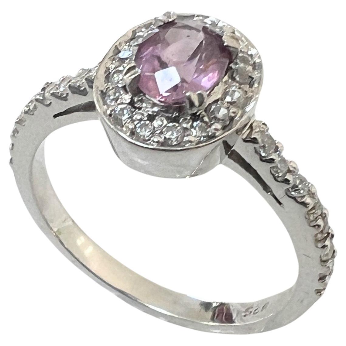 EGL Certified 1ct Oval Pink Sapphire Ring For Sale 2