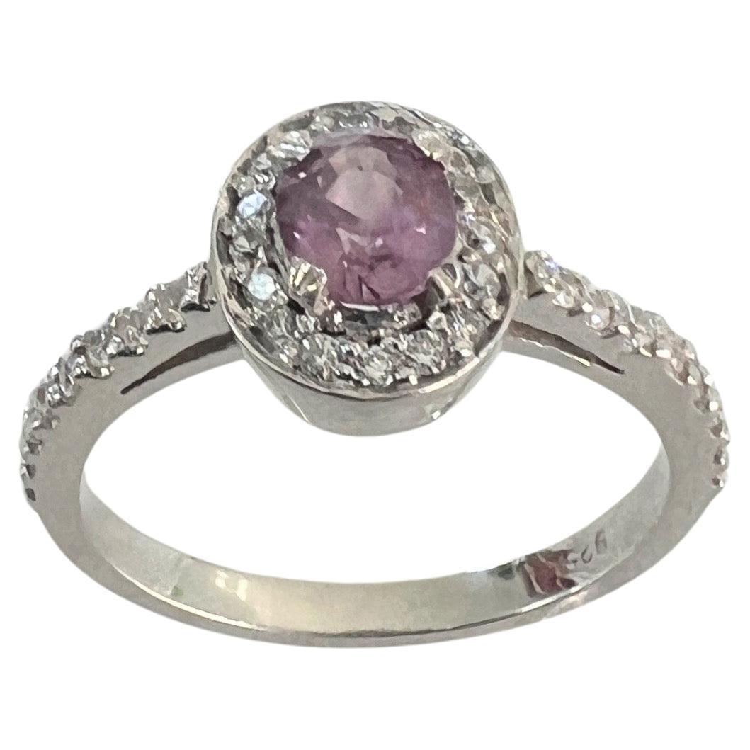 EGL Certified 1ct Oval Pink Sapphire Ring For Sale 3