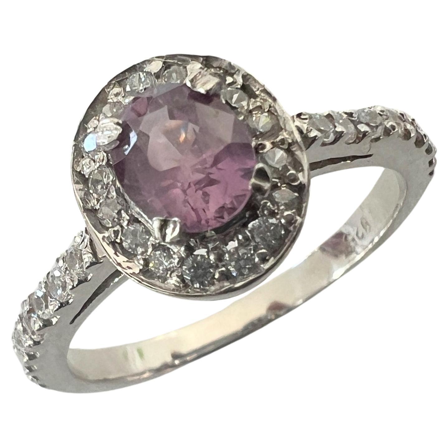 Contemporary EGL Certified 1ct Oval Pink Sapphire Ring For Sale