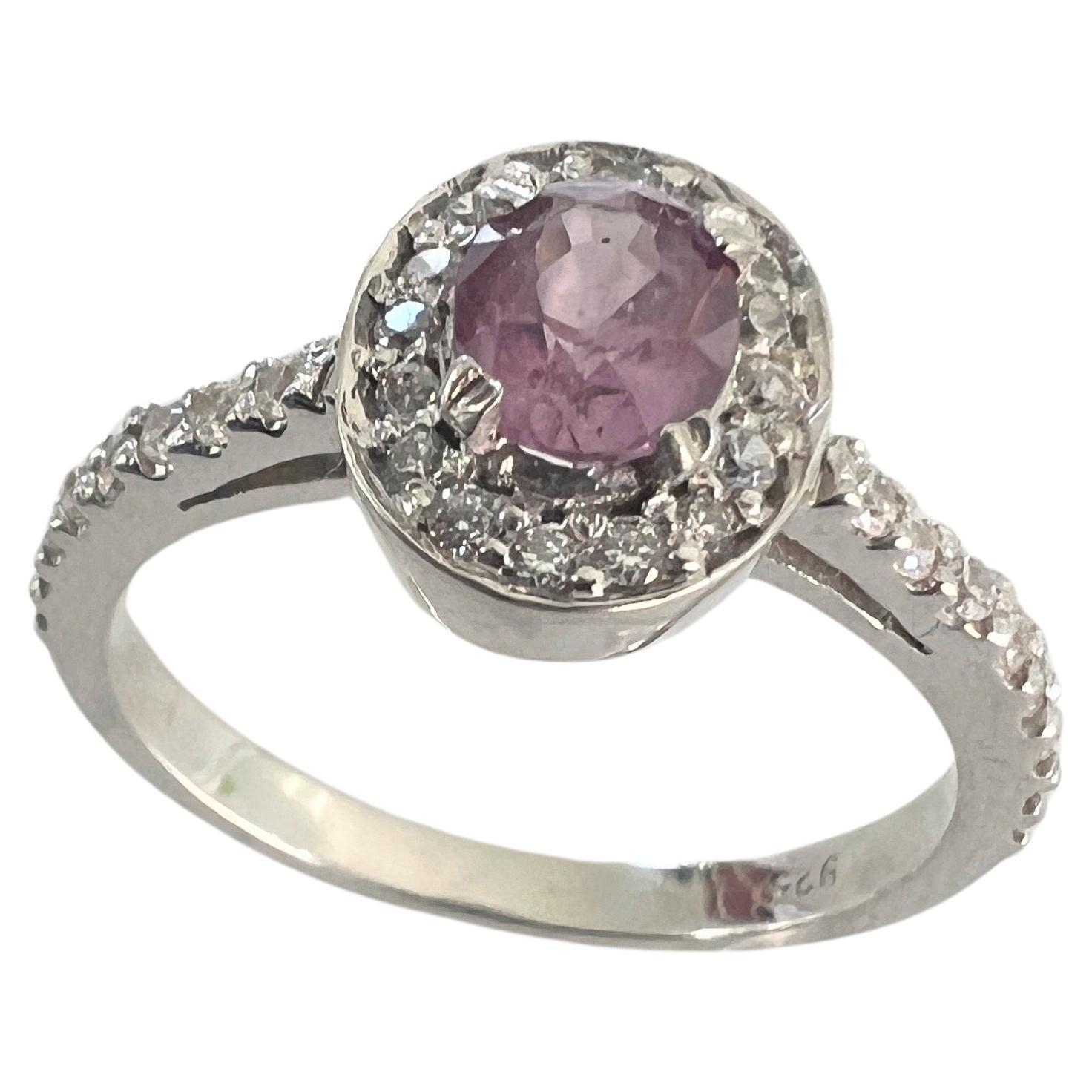 Women's EGL Certified 1ct Oval Pink Sapphire Ring For Sale