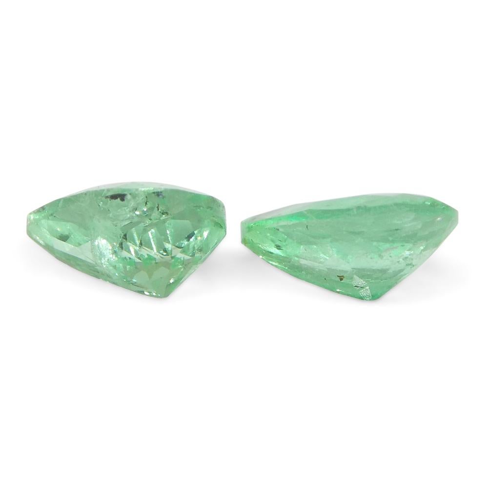 Paire d'émeraudes de Colombie vert poire de 1 carat en vente 5