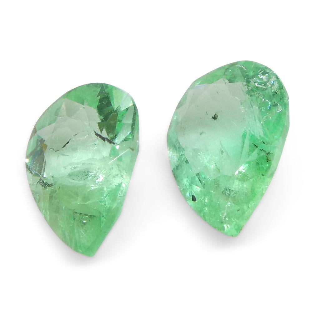 1ct Pair Pear Green Emerald from Colombia 5