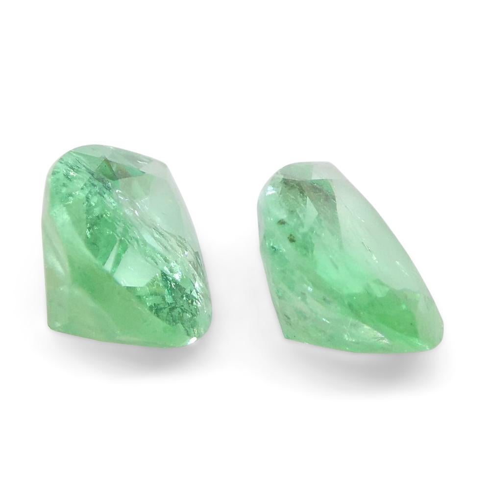 1ct Pair Pear Green Emerald from Colombia 2