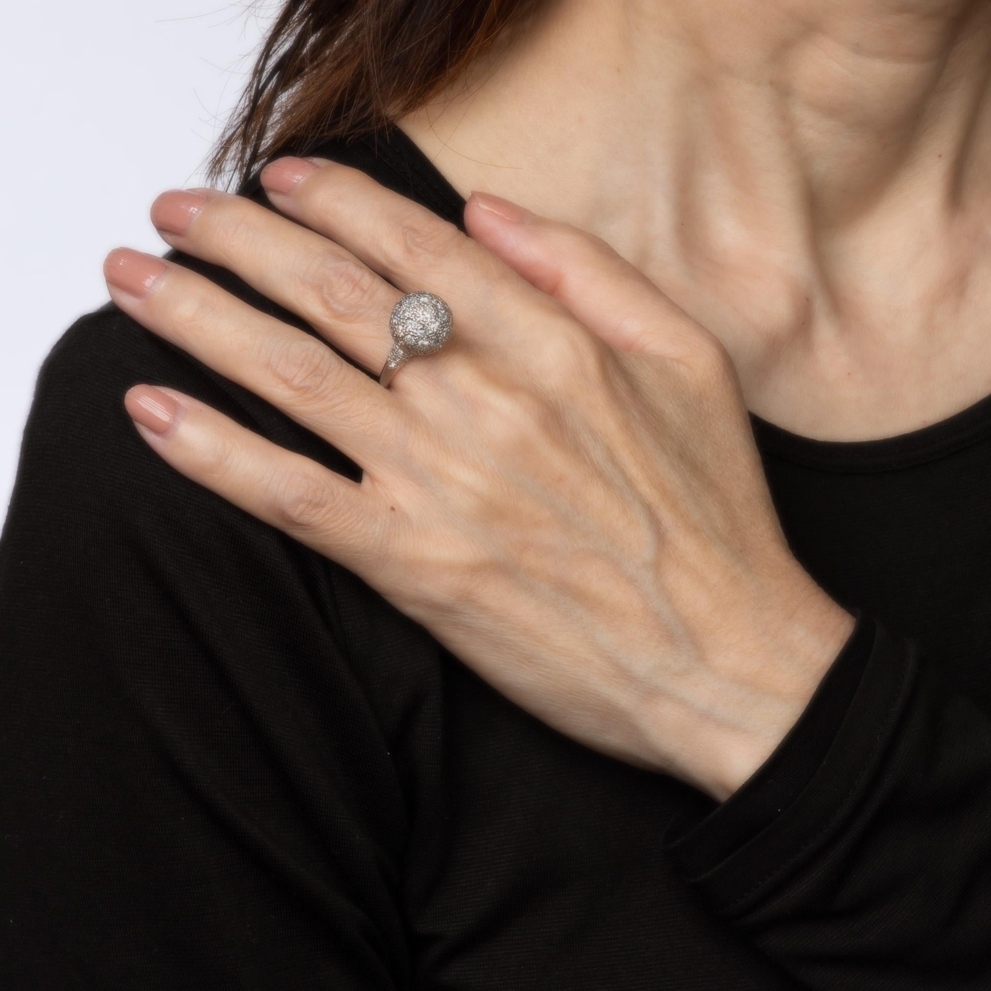 De las mujeres 1ct Pave Anillo de Diamantes Orbe Vintage Platino Cóctel Bola Esfera Joyería Sz 5 en venta