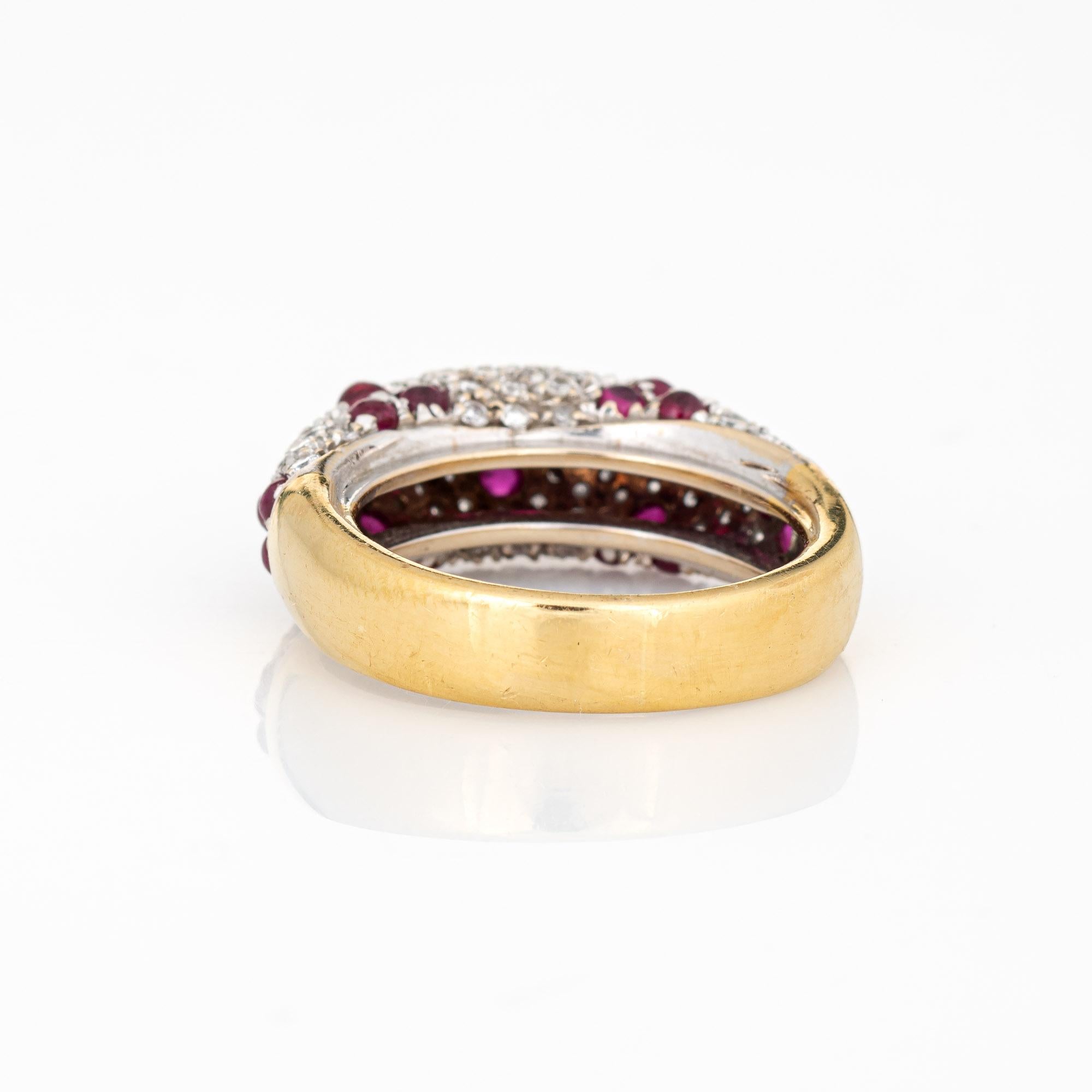1ct Pave Diamond Ruby Dome Ring Vintage 14k Yellow Gold Sz 7 Band Fine Jewelry In Good Condition In Torrance, CA