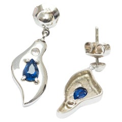 Pendientes Gota Hoja Zafiro Azul Corte Pera 1 ct