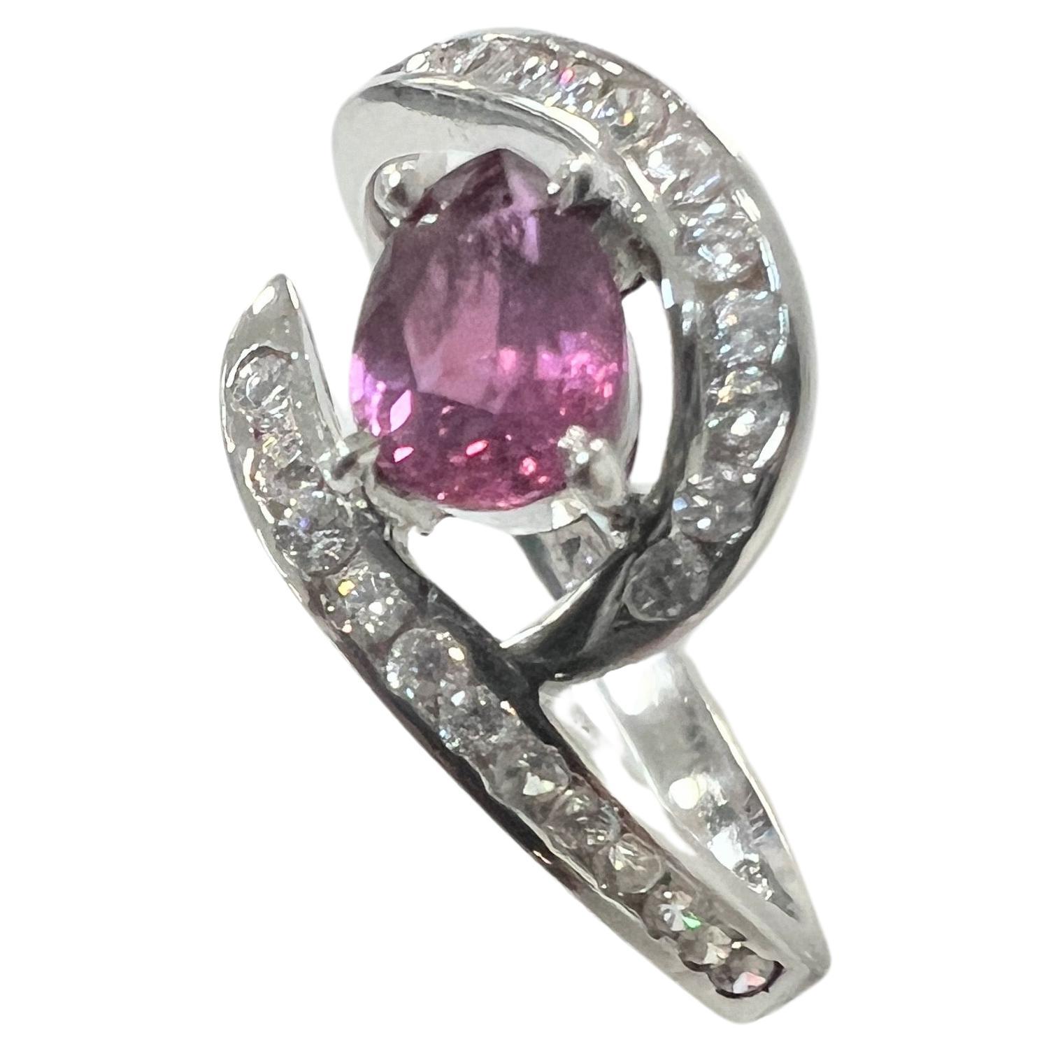 EGL Certified 1ct Natural Pink Sapphire Ring For Sale 4