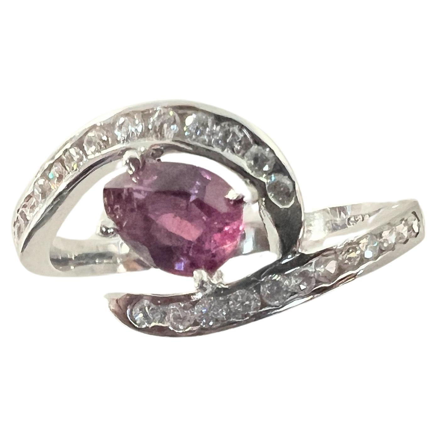 Pear Cut EGL Certified 1ct Natural Pink Sapphire Ring For Sale