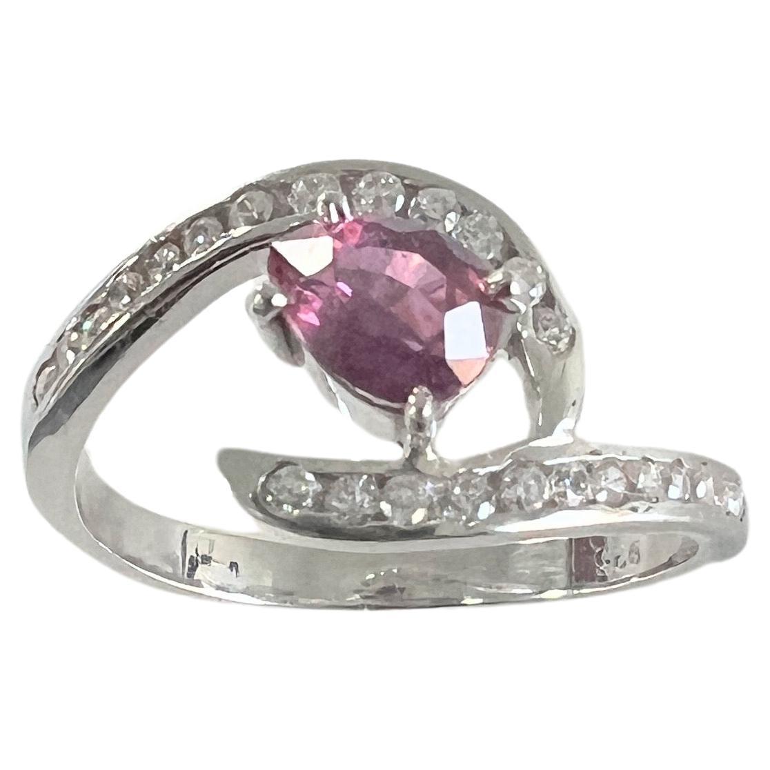 EGL Certified 1ct Natural Pink Sapphire Ring In New Condition For Sale In Sheridan, WY