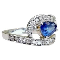 1ct Pear-shaped Natural Blue Sapphire Ring