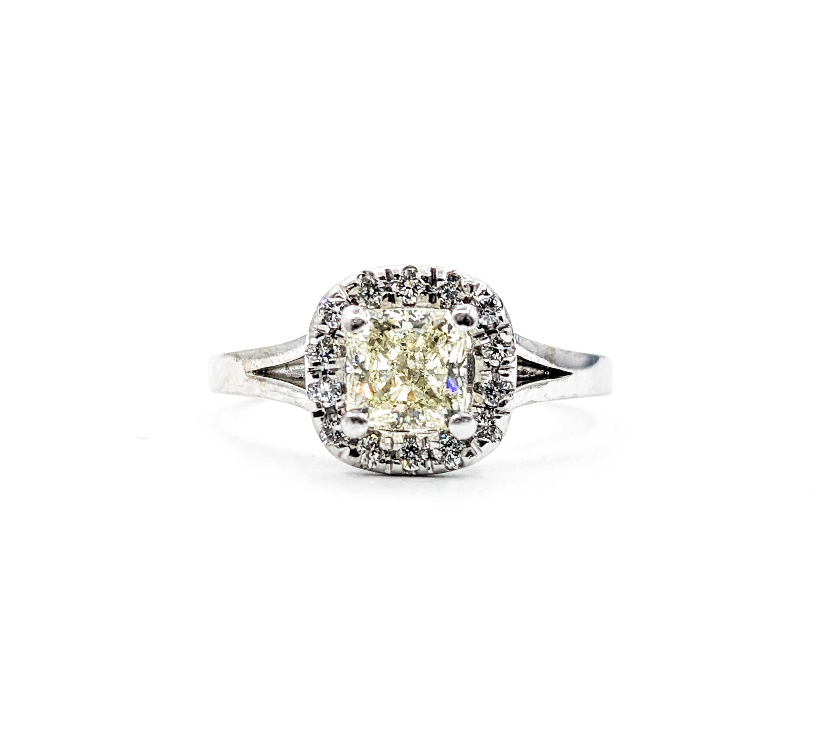 1ct Princess cut Diamond& Diamond Ring In White Gold For Sale 4