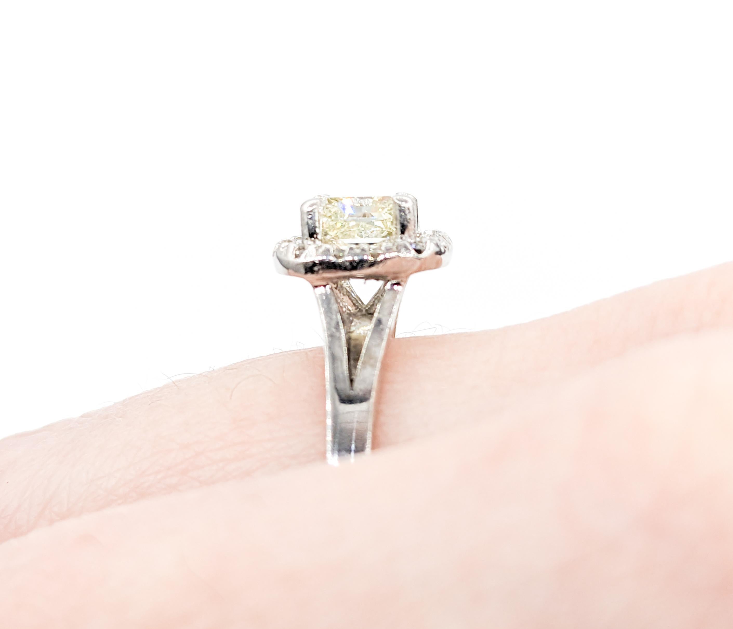 Princess Cut 1ct Princess cut Diamond& Diamond Ring In White Gold For Sale
