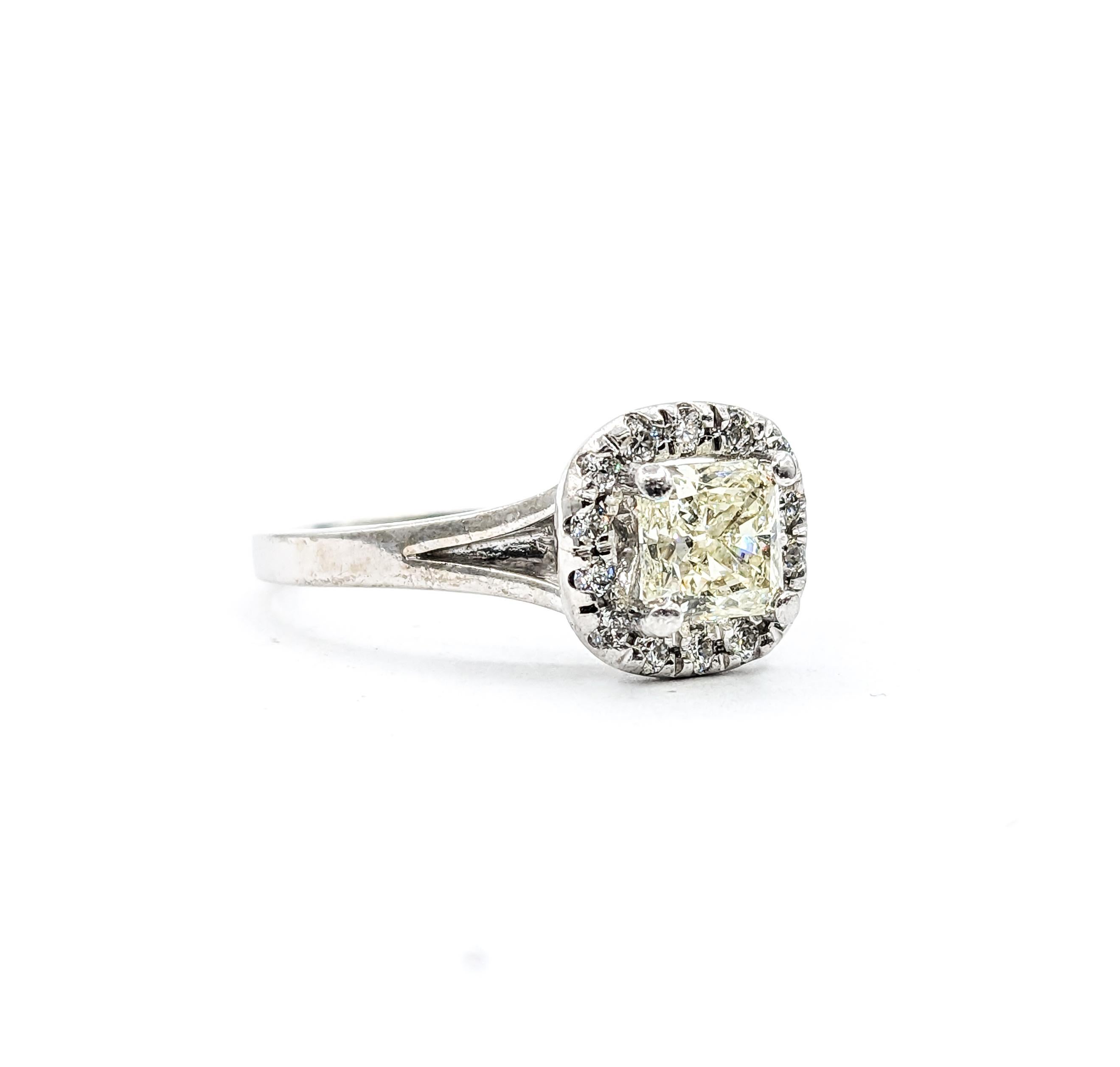 Women's 1ct Princess cut Diamond& Diamond Ring In White Gold For Sale