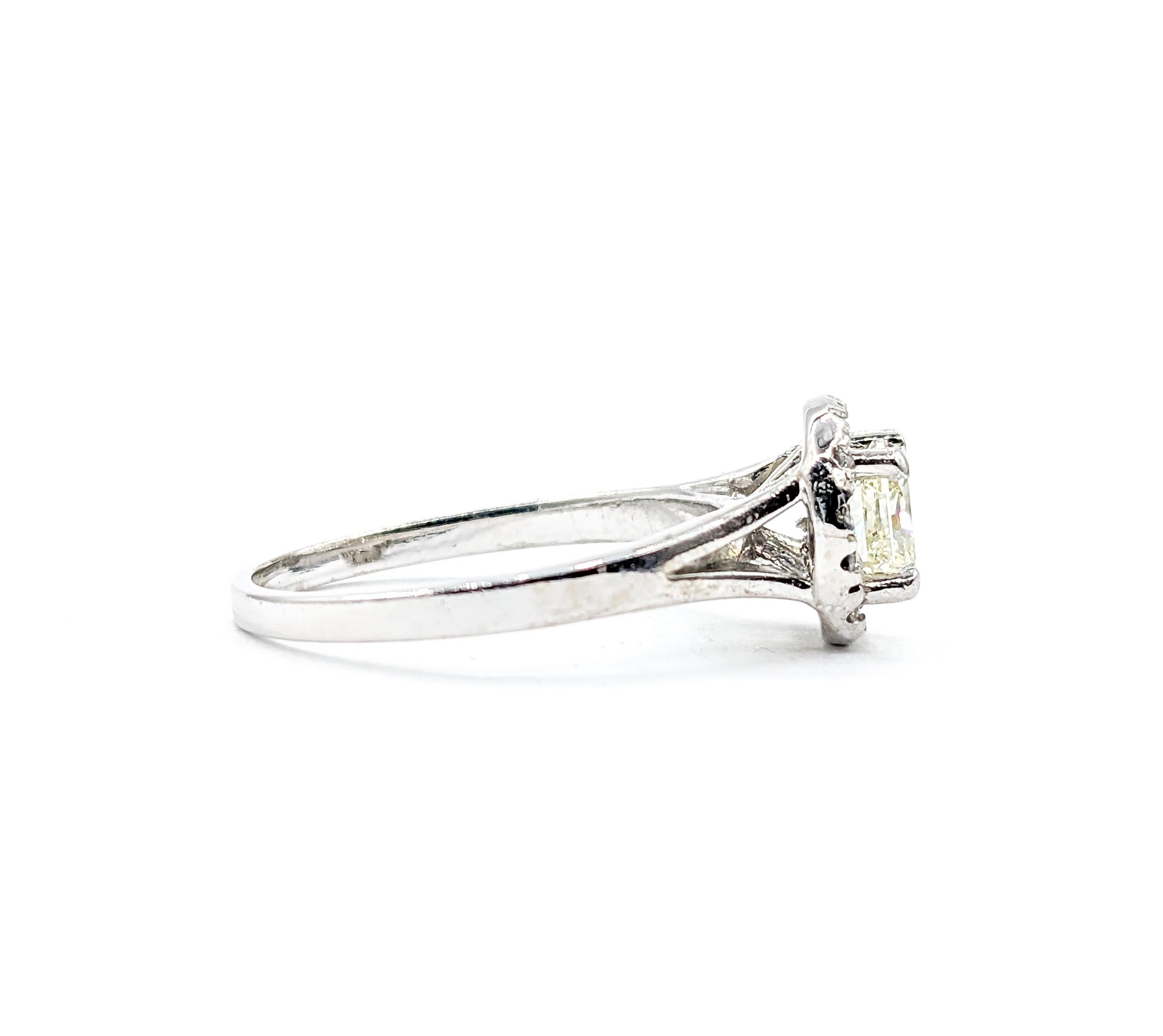 1ct Princess cut Diamond& Diamond Ring In White Gold For Sale 1