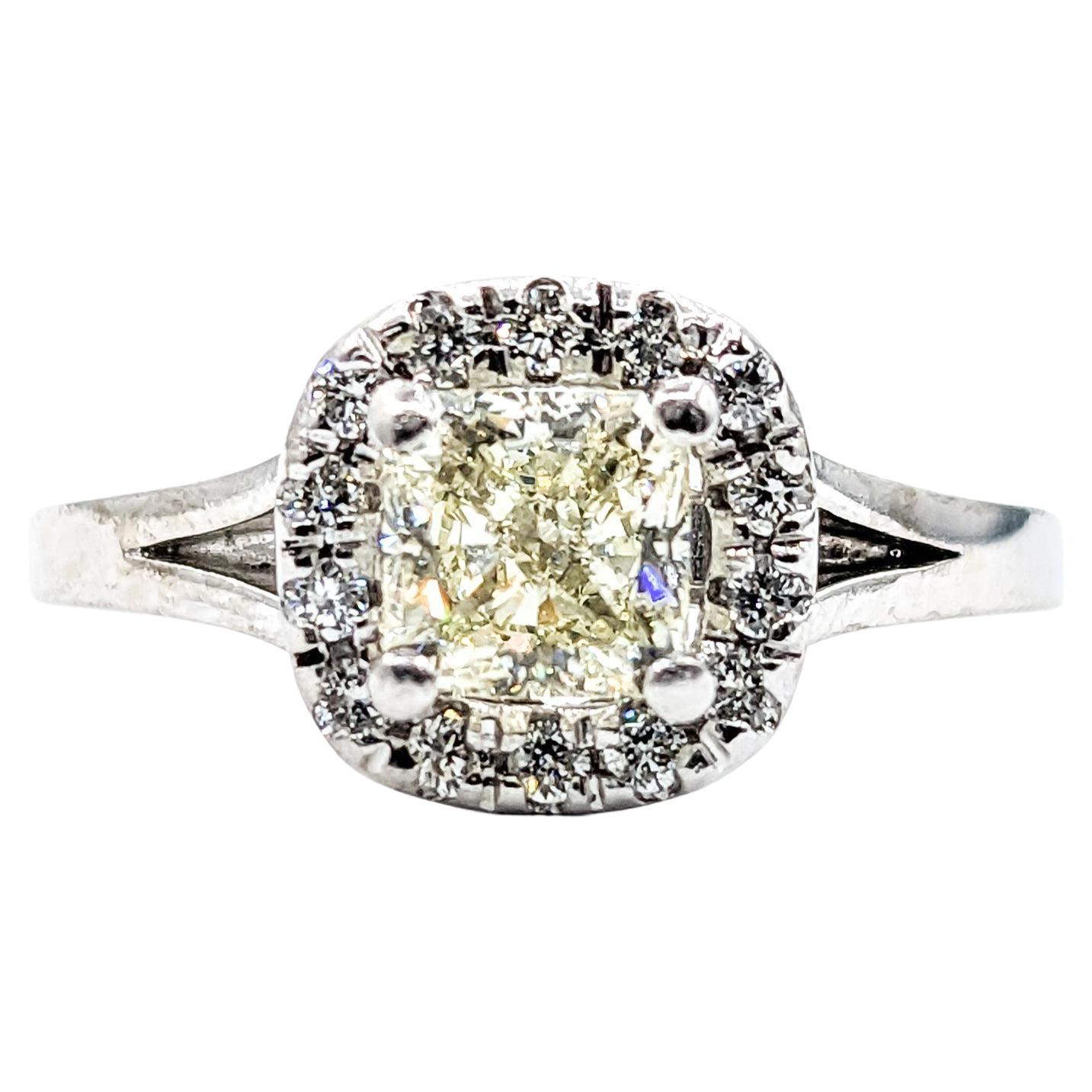 1ct Princess cut Diamond& Diamond Ring In White Gold For Sale