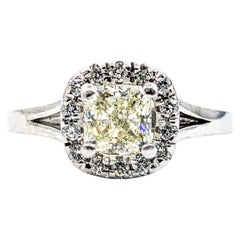 1ct Princess cut Diamond& Diamond Ring In White Gold
