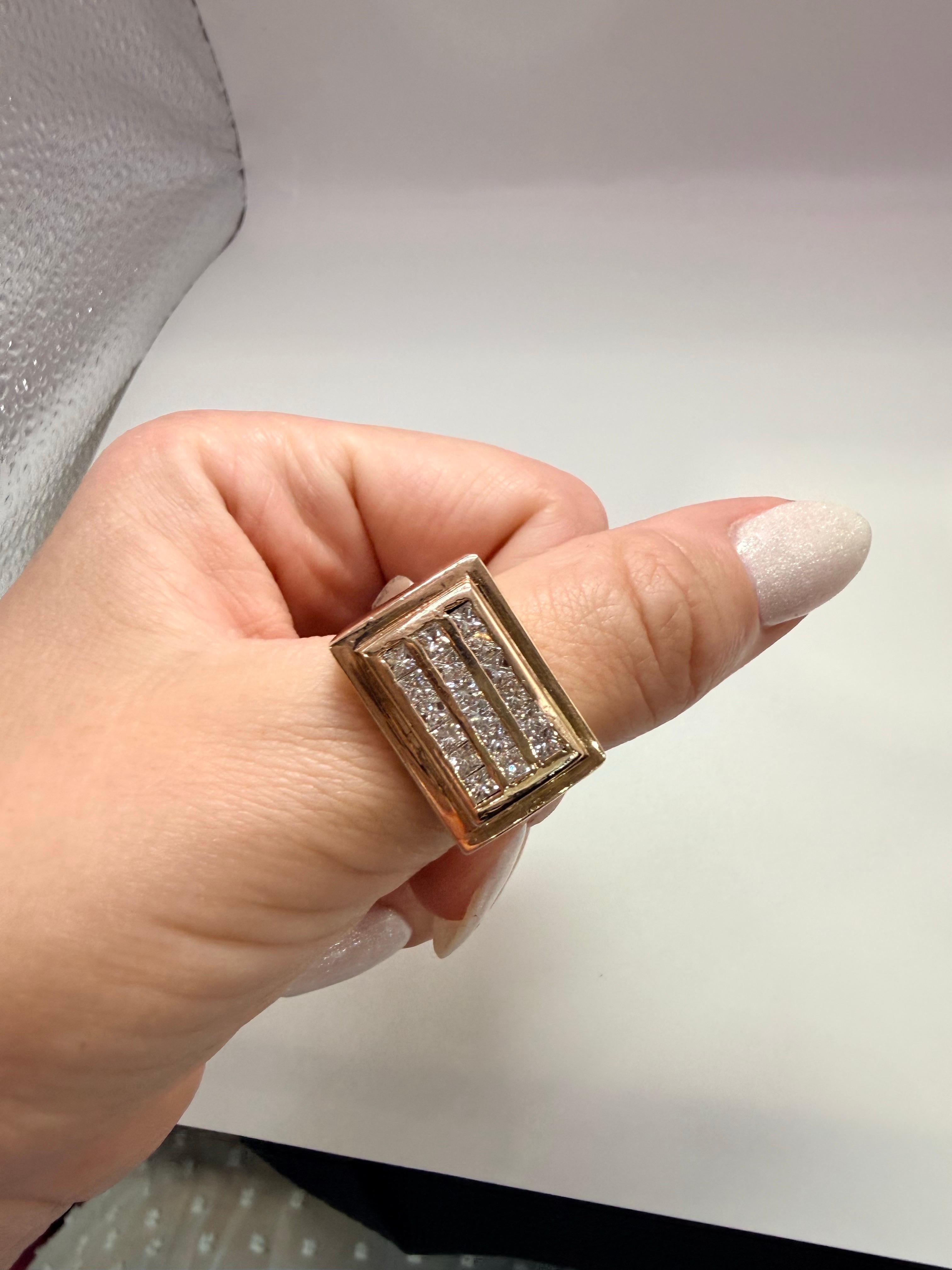 1ct Princess Cut Herren Diamantring 14Kt Gold im Angebot 1