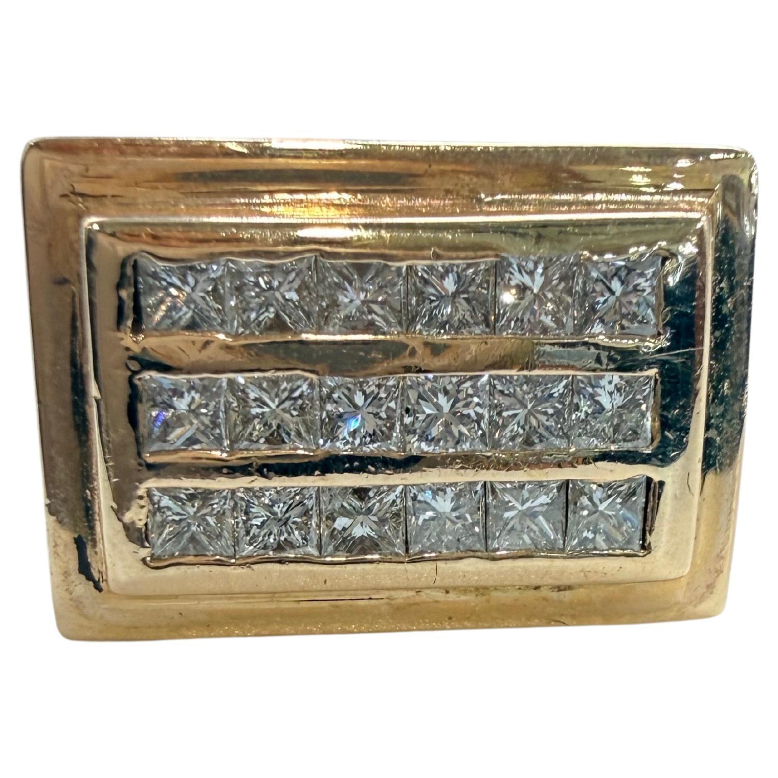 Anello con diamante da uomo 1ct Princess Cut in oro 14Kt