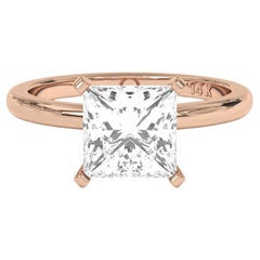 1CT Princess Cut Solitaire F-G Color with VS Clarity Lab Grown Diamond Ring