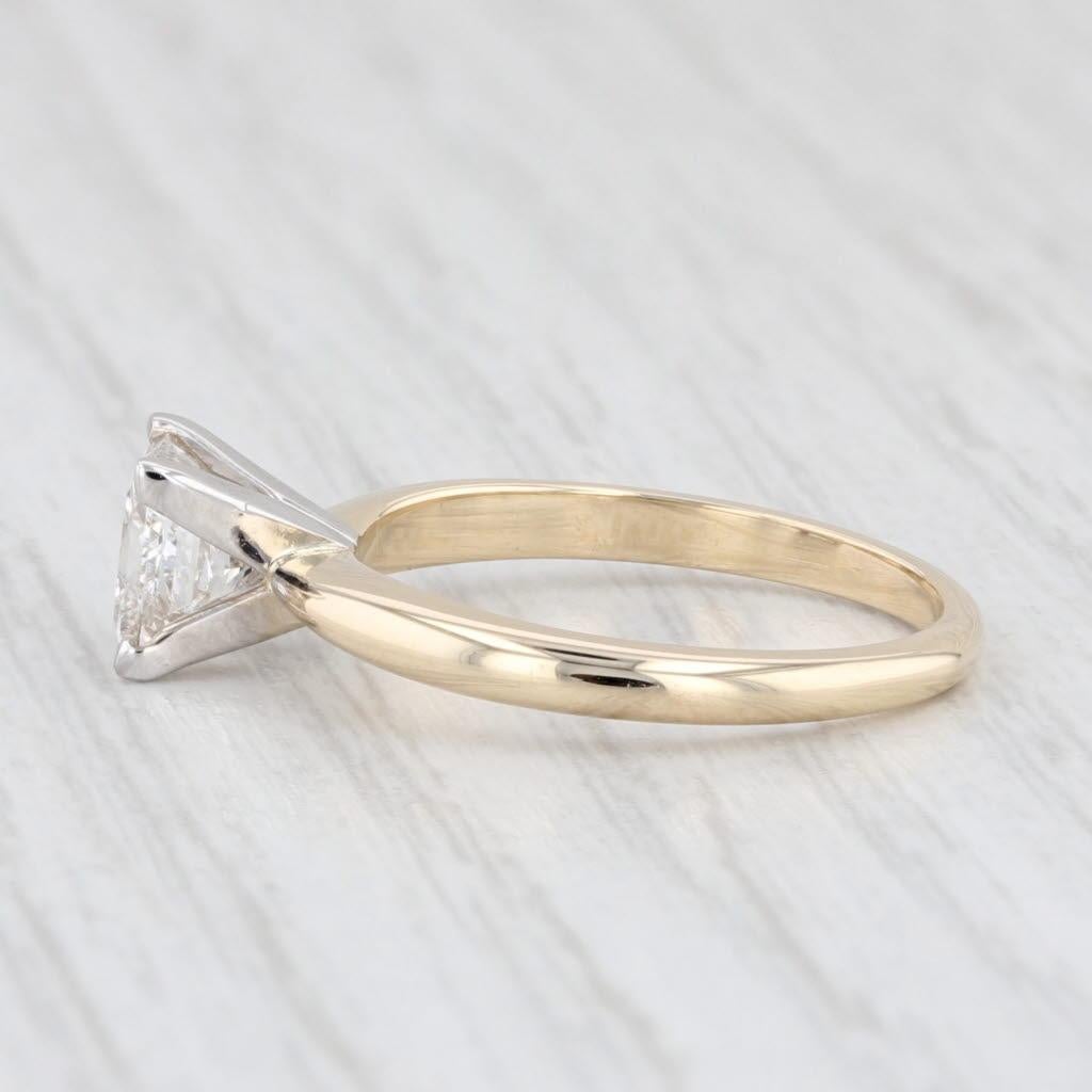 Bague de fiançailles en or jaune 14k 1ct Princesse Taille 6.5 Bon état - En vente à McLeansville, NC