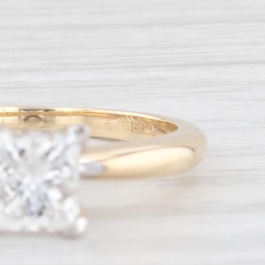 Bague de fiançailles en or jaune 14k 1ct Princesse Taille 6.5 en vente 2
