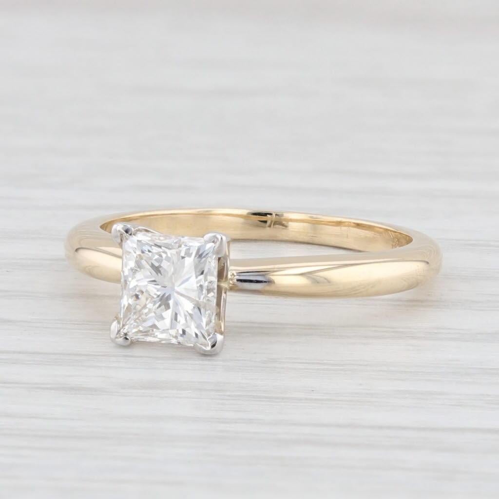 Bague de fiançailles en or jaune 14k 1ct Princesse Taille 6.5 en vente 3