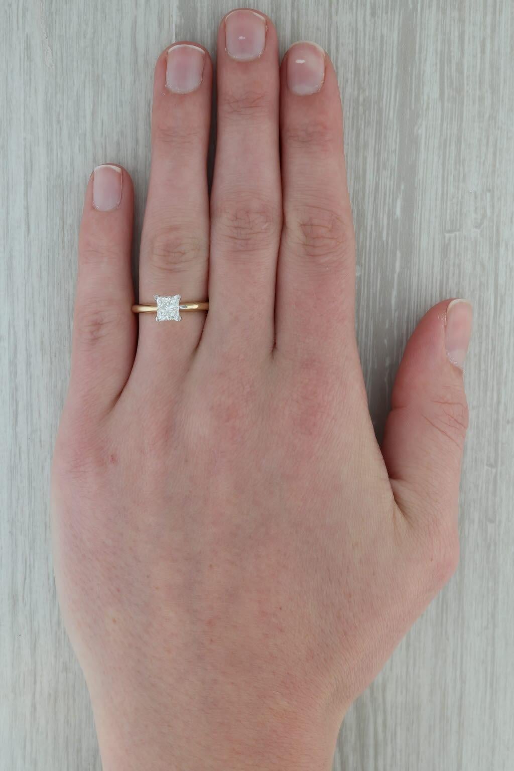 Bague de fiançailles en or jaune 14k 1ct Princesse Taille 6.5 en vente 4
